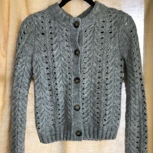 J Crew Point Sur Pointelle Sweater in Light Grey